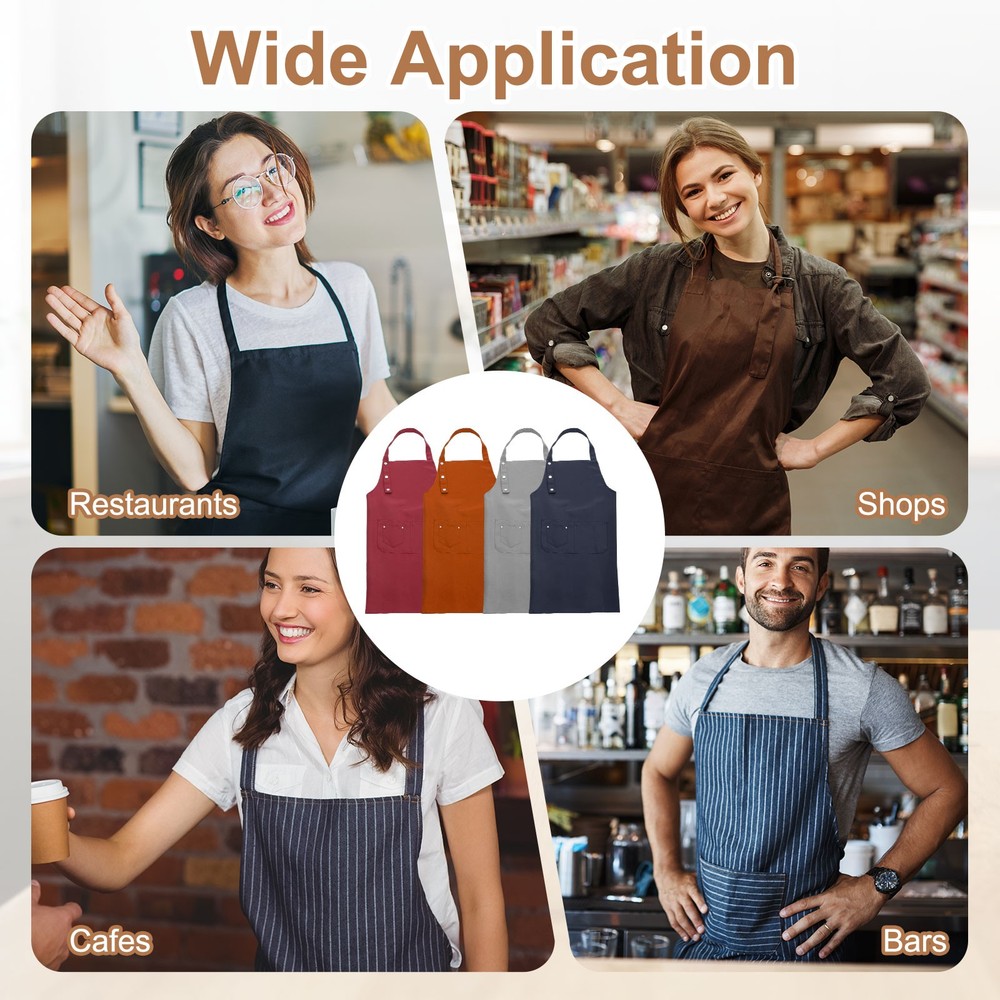 Kitchen Cooking Aprons, Adjustable Neck Strap Apron with Pocket, Black