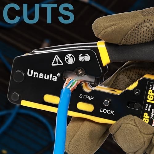 Ethernet Crimp Tool Kit - Pass Through Crimper, Cable Tester, Stripper & 50 Conn