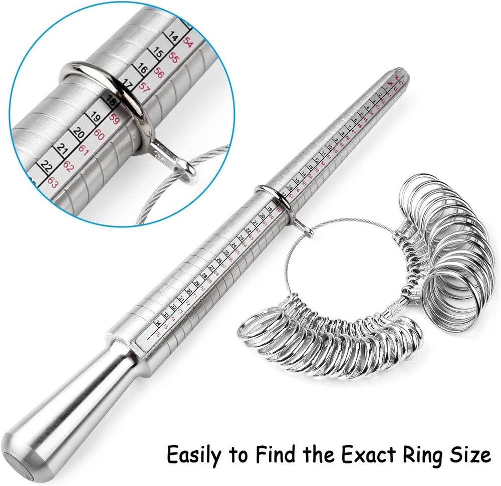 Accmor Ring Sizer Tool Including Mandrel & Guage, 4 Silver