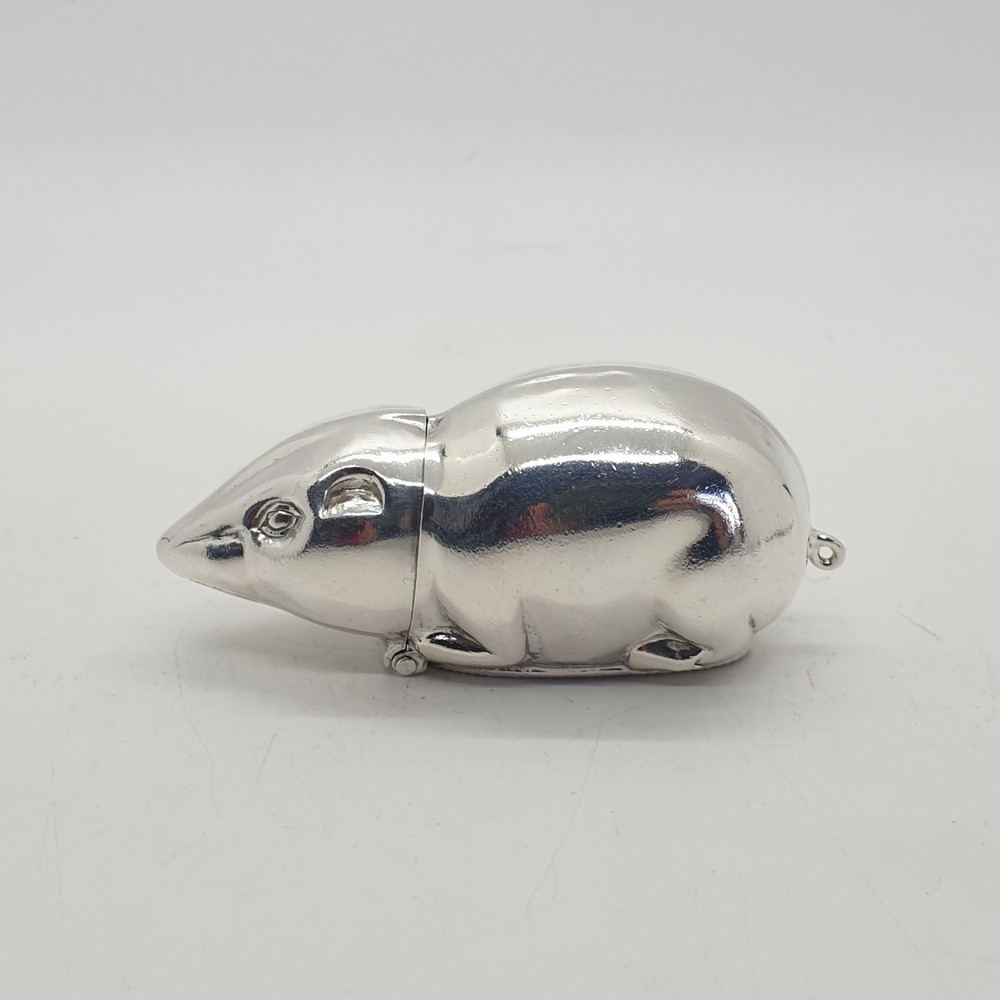 Sterling Silver Mouse Vesta Case Match Holder