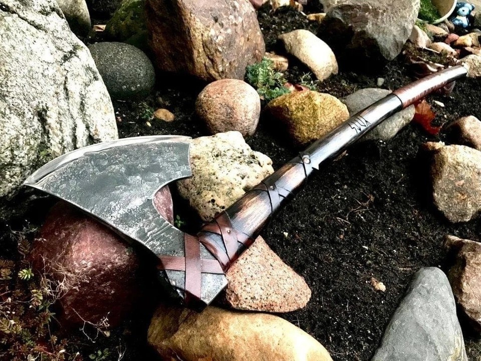 CUSTOM HANDMADE FORGED VIKING AXE - THROWING CAMPING THOMAHWAK HANDLE, SHEET