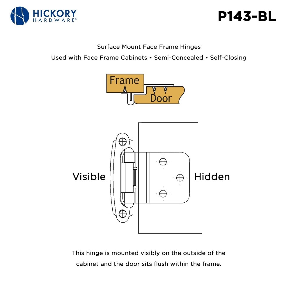 Hickory Hardware P143-BL Variable Overlay 3/8 Inch Inset - Surface Face Frame...