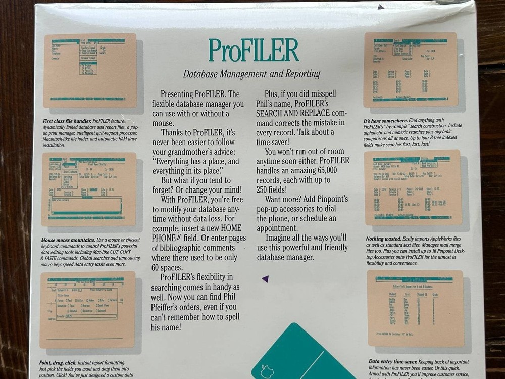 Pinpoint ProFILER Database Manager and Report Generator for Apple Macintosh