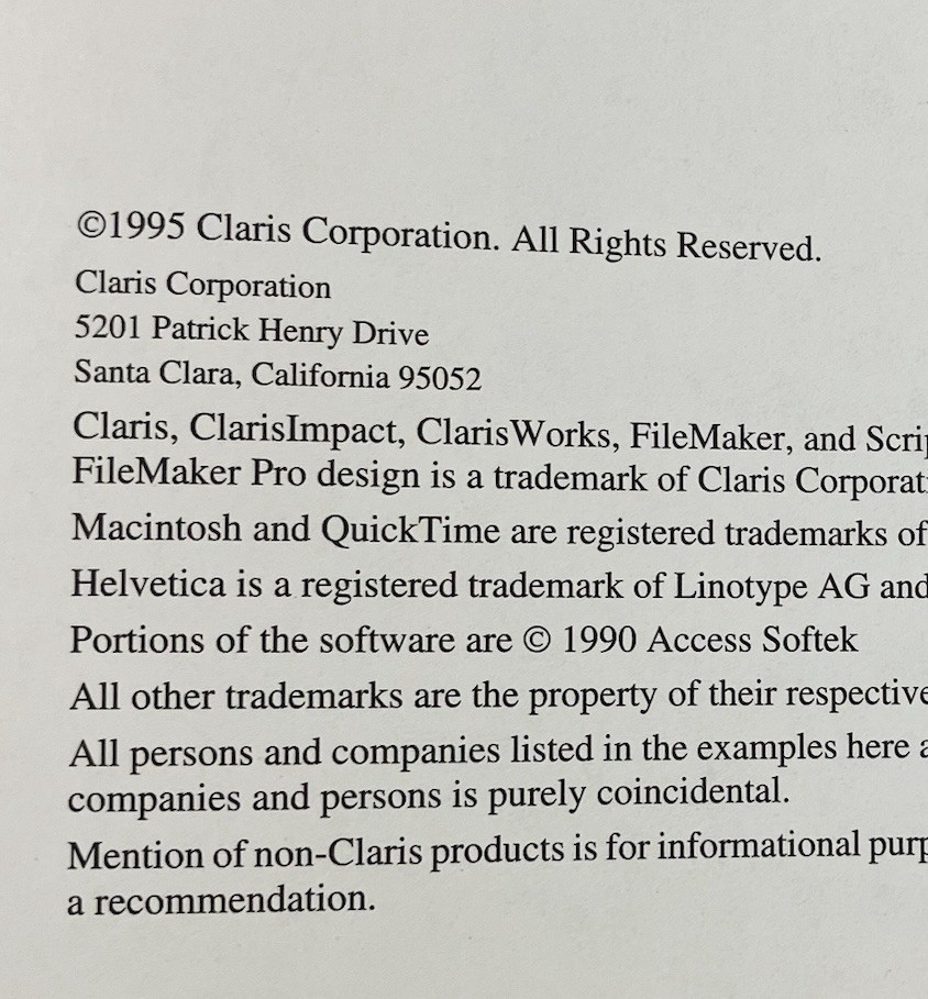 Claris FileMaker Pro User Guide Windows 95 Vintage Manual Software Reference PB