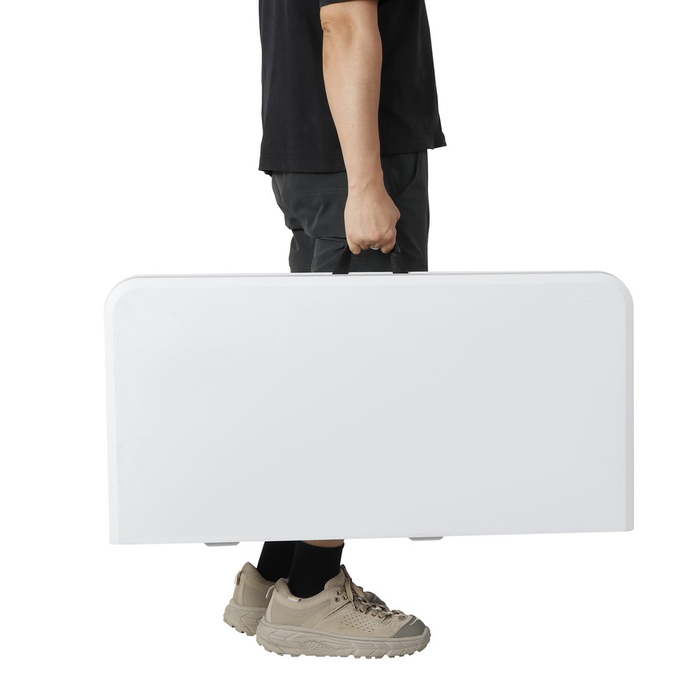 Heavy Duty 34" Folding Table Plastic Square Card Table w/Carrying Handle White