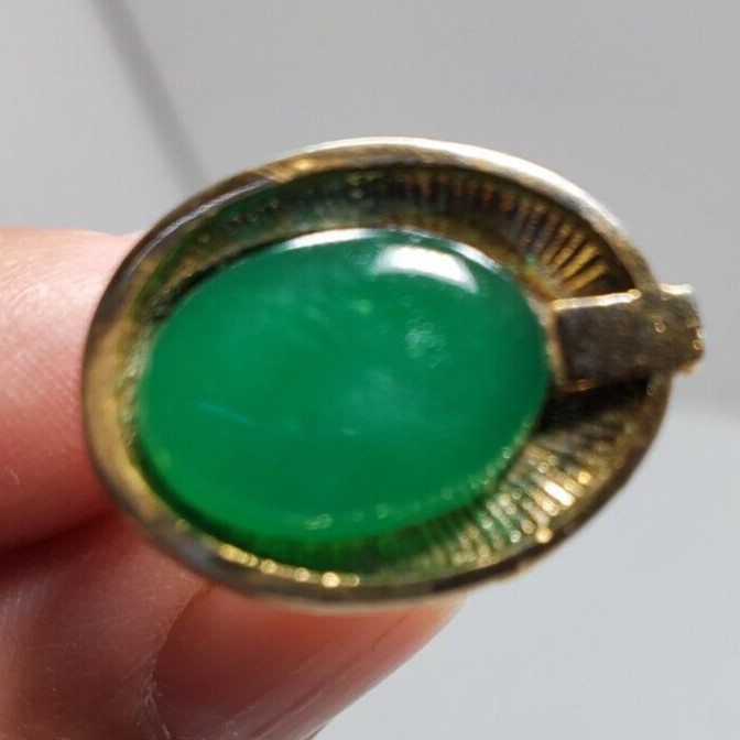 Vintage Green Oval Shape Cufflinks