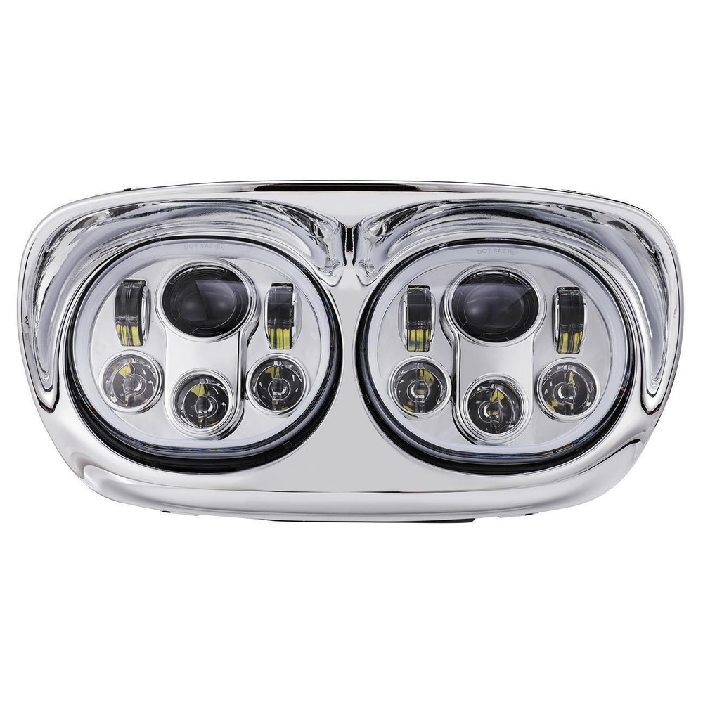For Harley Road Glide 2004-13 Chrome Dual Projector LED Headlight