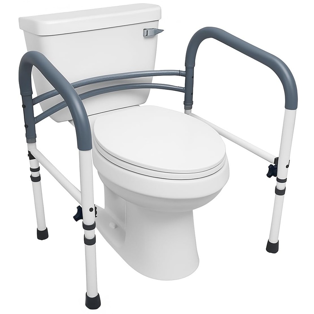 Carex Toilet Safety Rails, Adjustable and Detachable Toilet Safety Frame with H