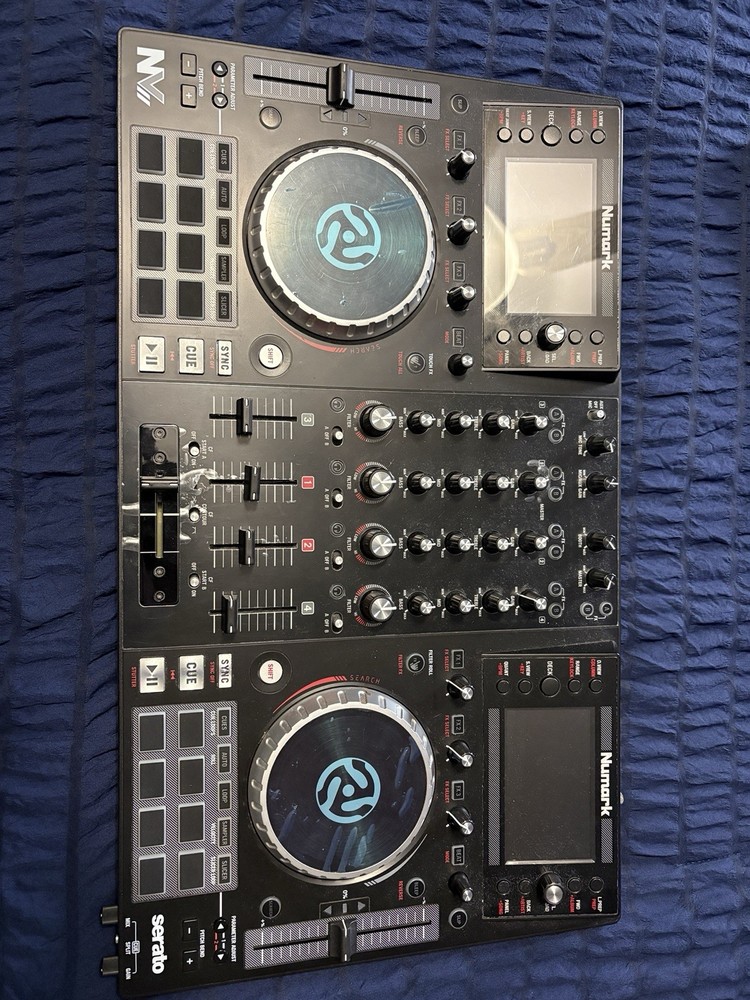 Numark NV 4-Deck DJ Controller, Dual Screens, Built-in Mixer, Pitch Control, USB