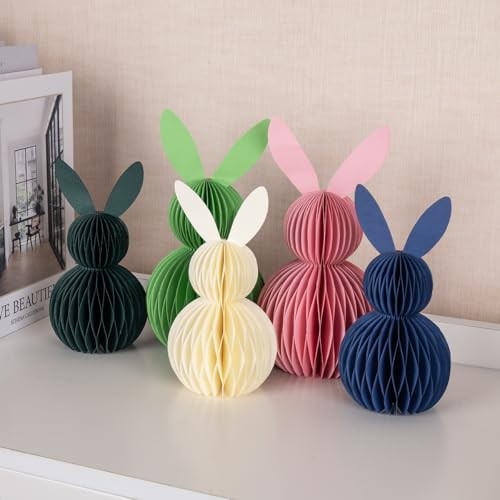 Easter Decorations,5 Pcs Easter Bunnys Honeycomb Table Centerpiece,3D Rabbits