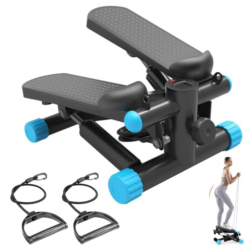 Mini Stepper With Resistance Bands, Portable Full Body Workout Stepper Machine A