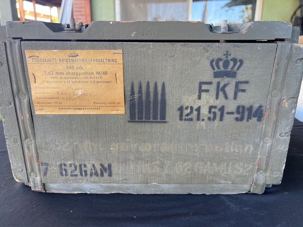 Vintage Danish Ammo Wood Box