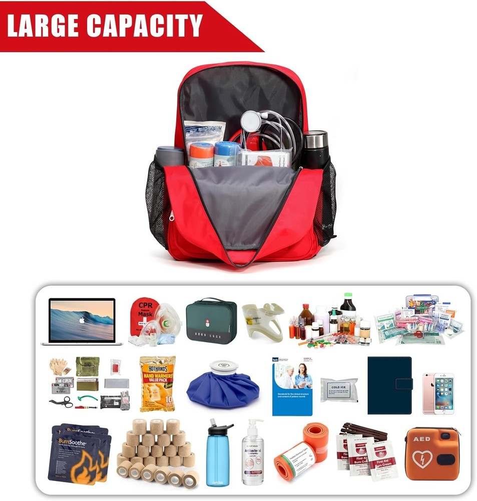 First Aid Backpack Emergency Medical Empty Waterproof Survival First Responde...