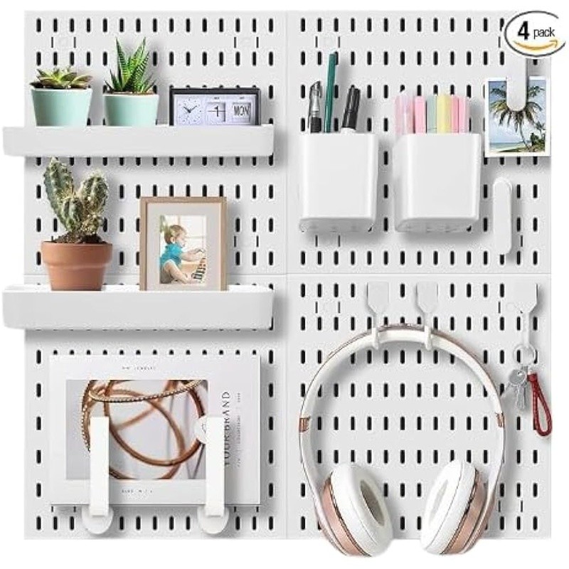 25 Piece Pegboard Accessory Set Hooks Boxes Organize Tools Fastening Strips New