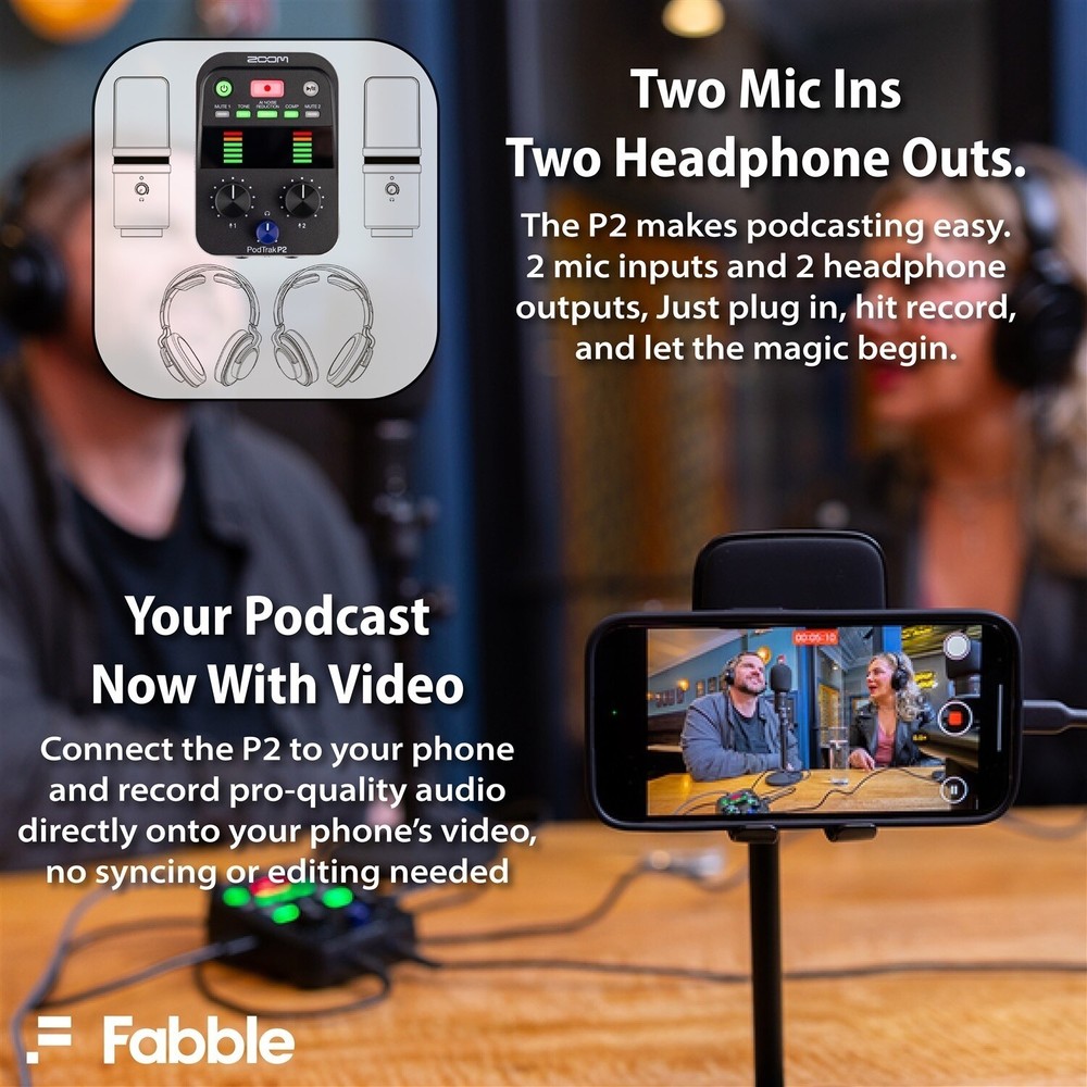 Zoom PodTrak P2 Podcast Recorder Bundle