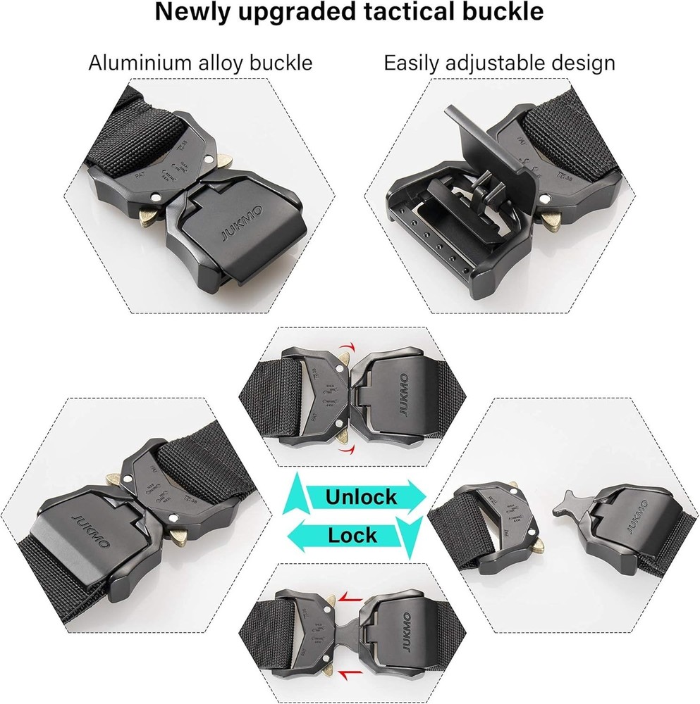 Tactical Nylon Web Belt Heavy Duty Quick Release Buckle for Military Work