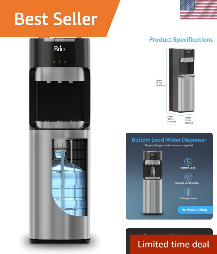 Bottom Loading Water Cooler Dispenser for 5 Gallon Bottles - 3 Temperatures w...