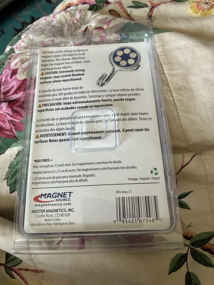MAGNET SOURCE 1.5" 65LB HOLD MAGNETIC ROTATING HOOK 07580