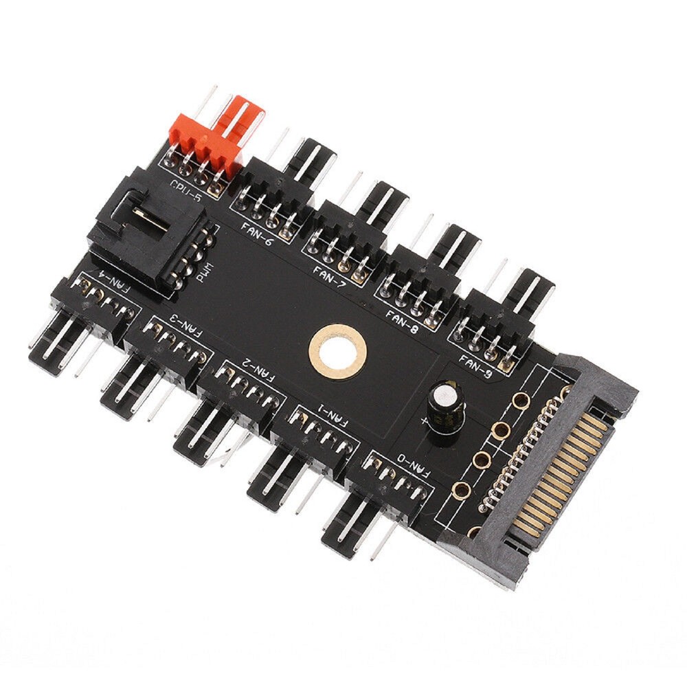 10x 4-pin PC CPU PWM Cooling Fan Speed Controller Hub SATA Power Socket Splitter