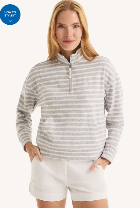 NWT Nautica striped quarter-zip