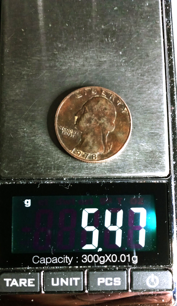1978 Washington Quarter Error Weight 5.47.gr Missing Clad On Both Sides Rare Gem
