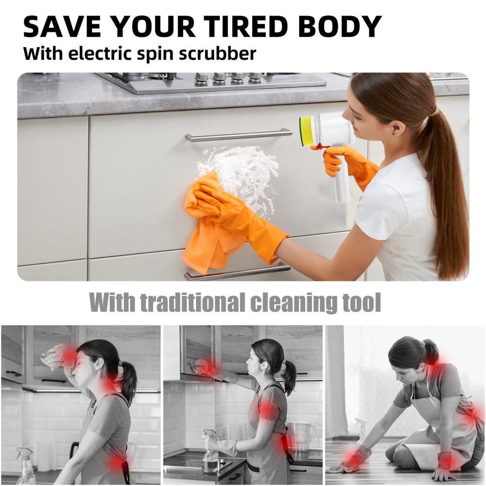 Multifunctional Handheld Folding Electric Cleaning Brush Wireless Portable Dish