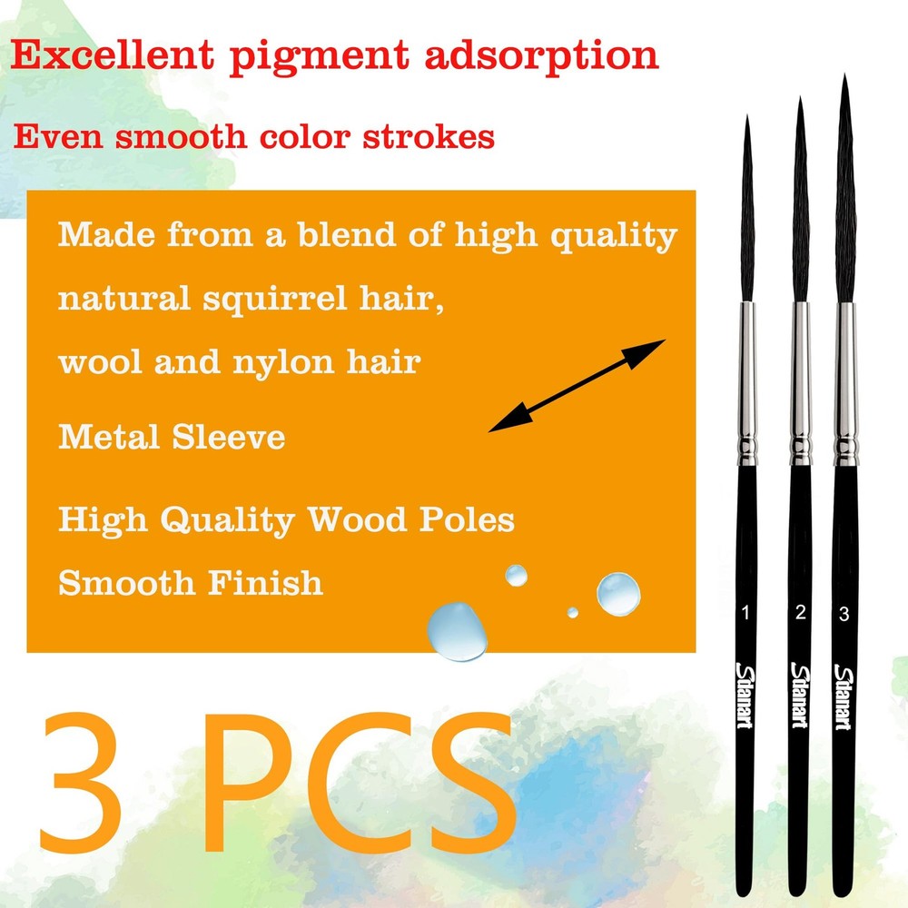 Scroll Pinstriping Brush,3 PCS High Performance Script Pinstripe Brushes,Made fr