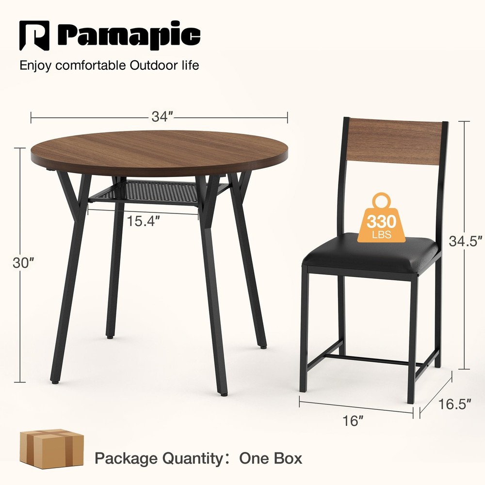 Pamapic Round Dining Table Set for 4, Kitchen Table and Chairs for 4, Dining ...