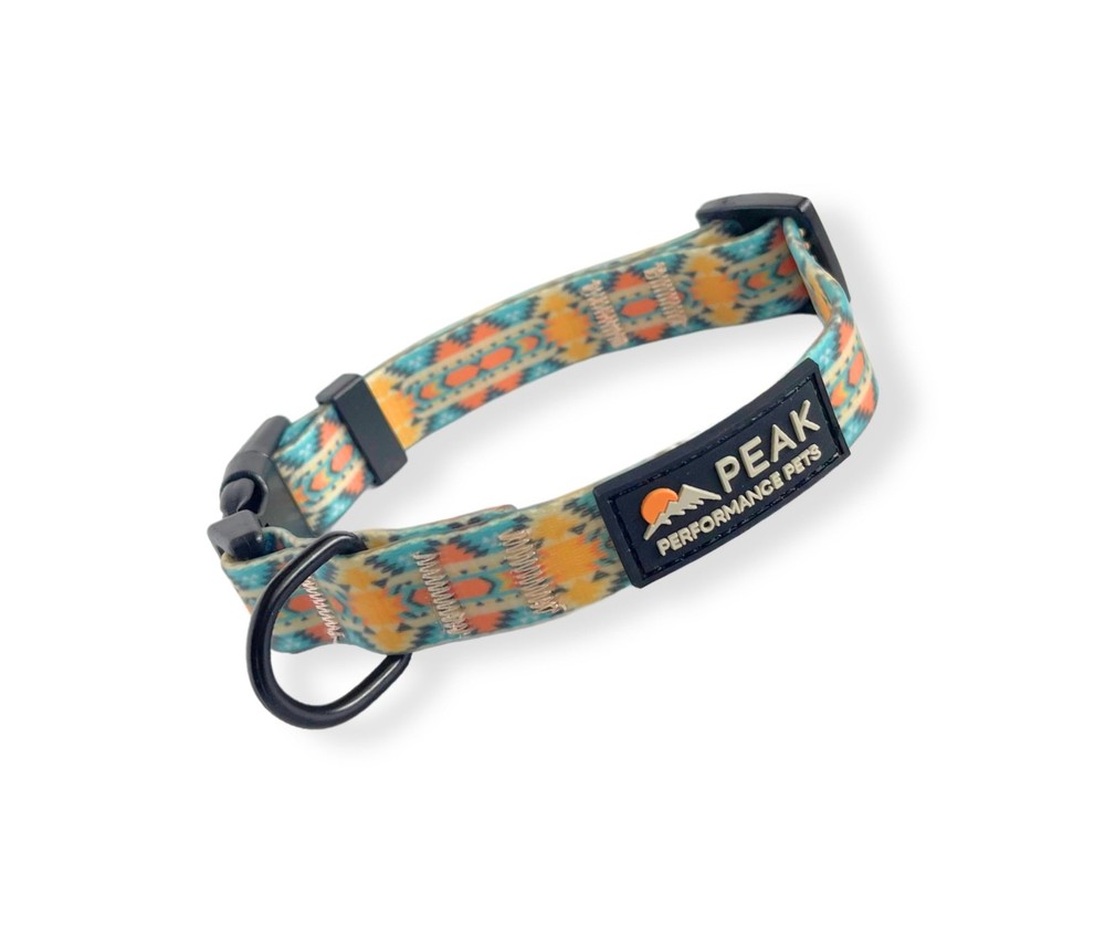 Overlook Waterproof Dog Collar Medium Aqua Orange Tribal Durable Comfortable