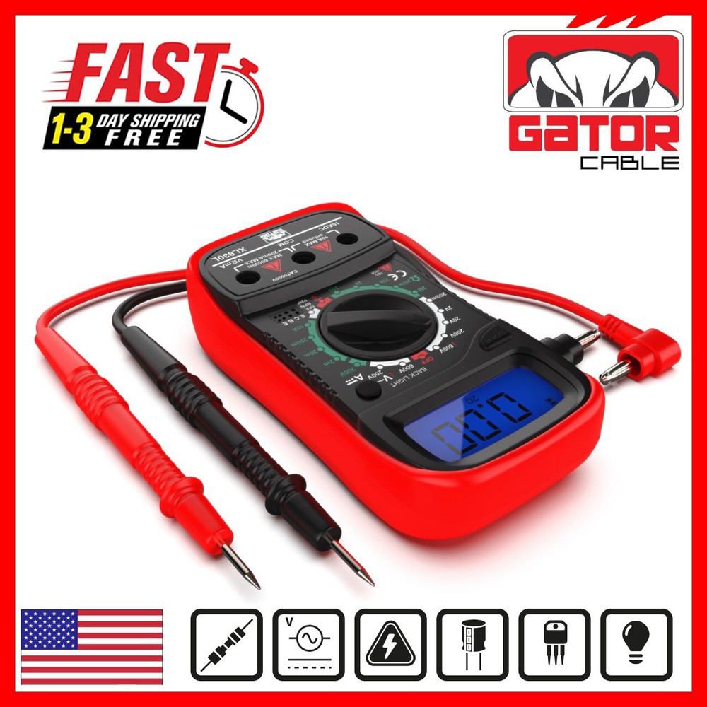 Digital Multimeter AC DC Voltmeter Ammeter Ohmmeter Volt Tester Meter 9V Power