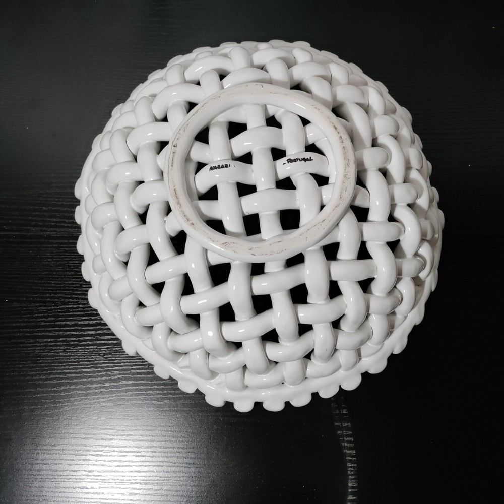 Large White Ceramic Serving Display Basket