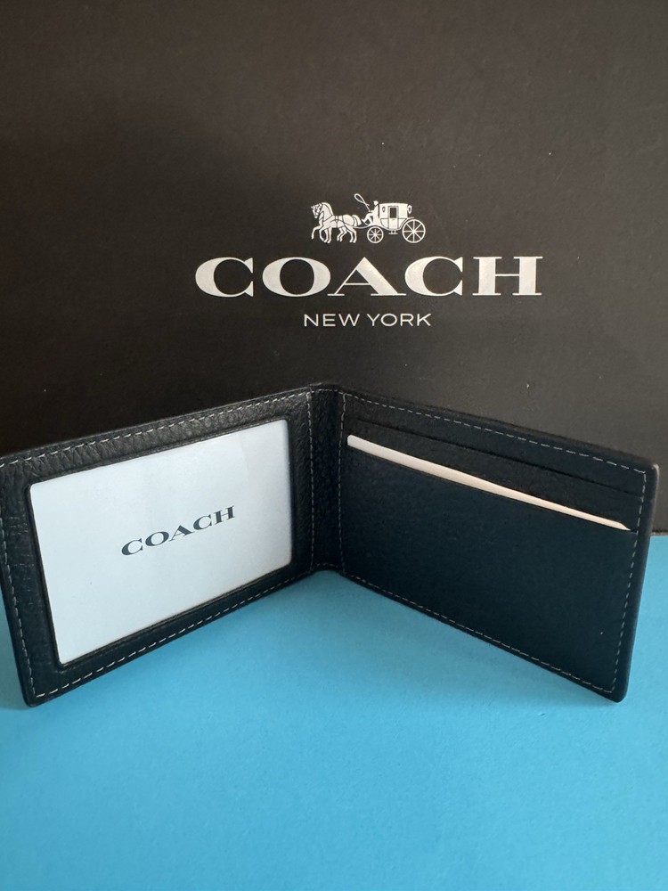 NWT Coach Compact Billfold With Lightning Bolt Print Leather Black Multi