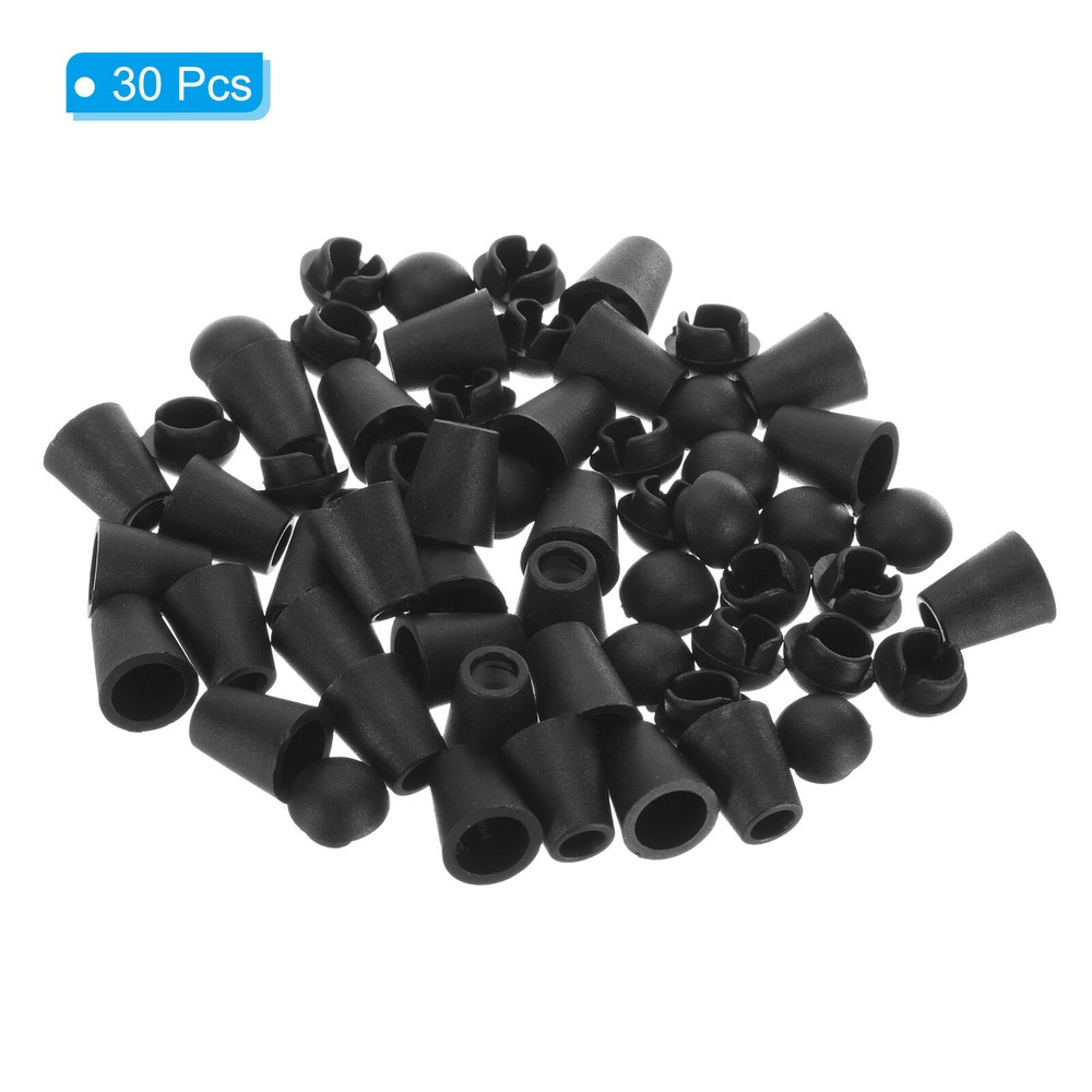 Bell End Stopper, 30 Pack Cord Rope Lock for Drawstring Bag, Black
