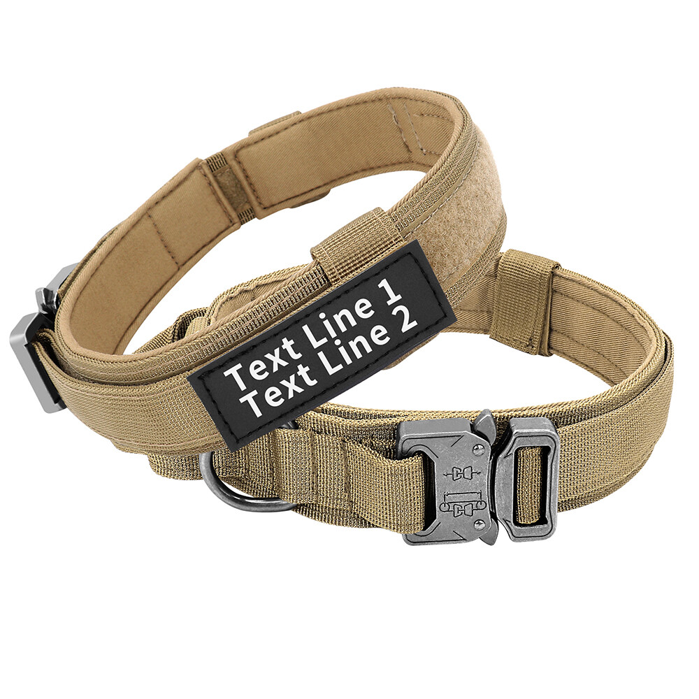 Personalized Tactical Dog Collar with Handle Military Training Custom Name Print