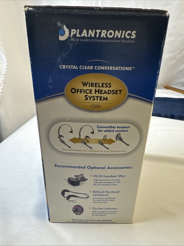 Plantronics CS50 Wireless Headset System W/ Convertible Headset Tested & Working