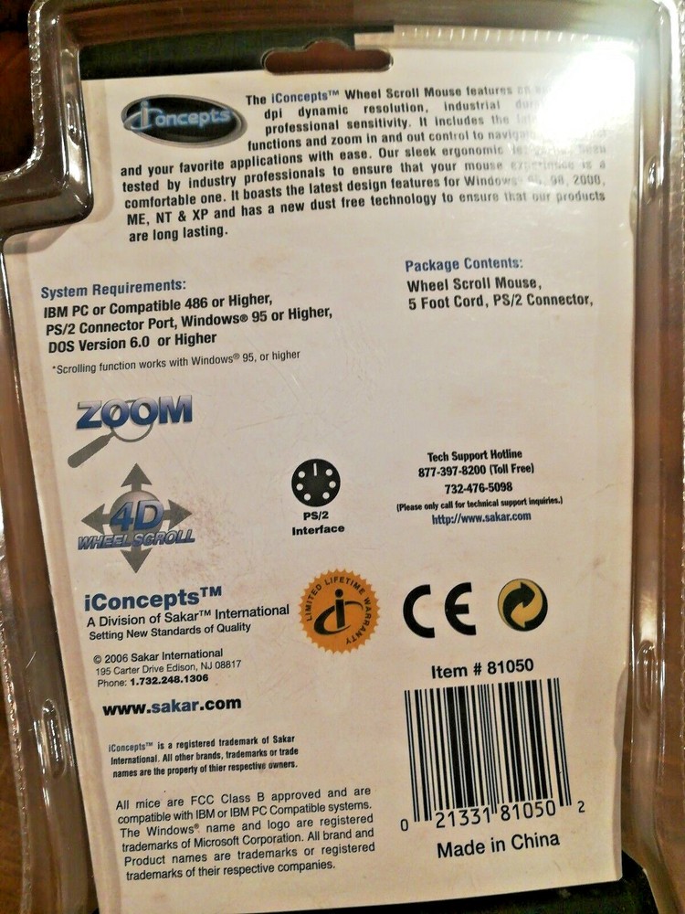 NEW ICONCEPTS MOUSE 4D WHEEL Vertical Horizontal Scroll Zoom Control