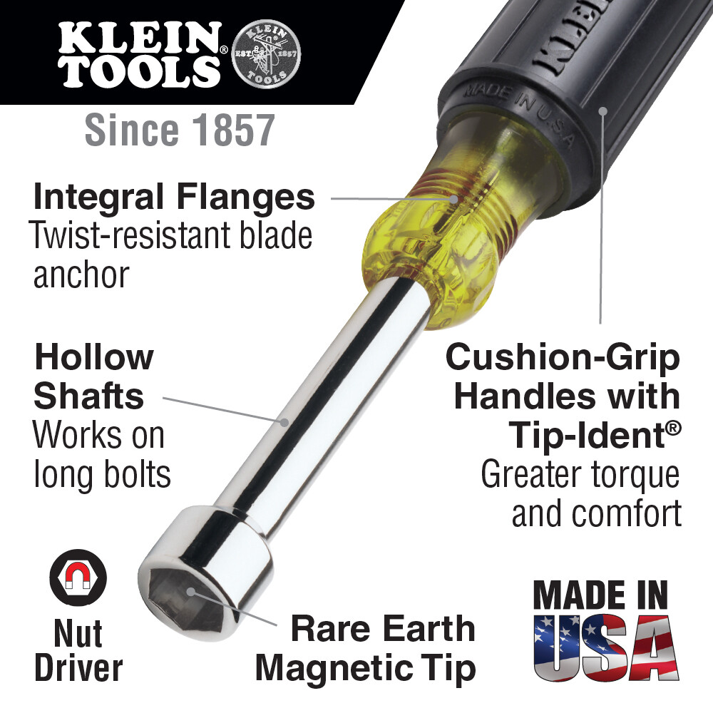 Klein Tools 610M Magnetic Tip Stubby Nut-Driver Set - 1-1/2" Shanks