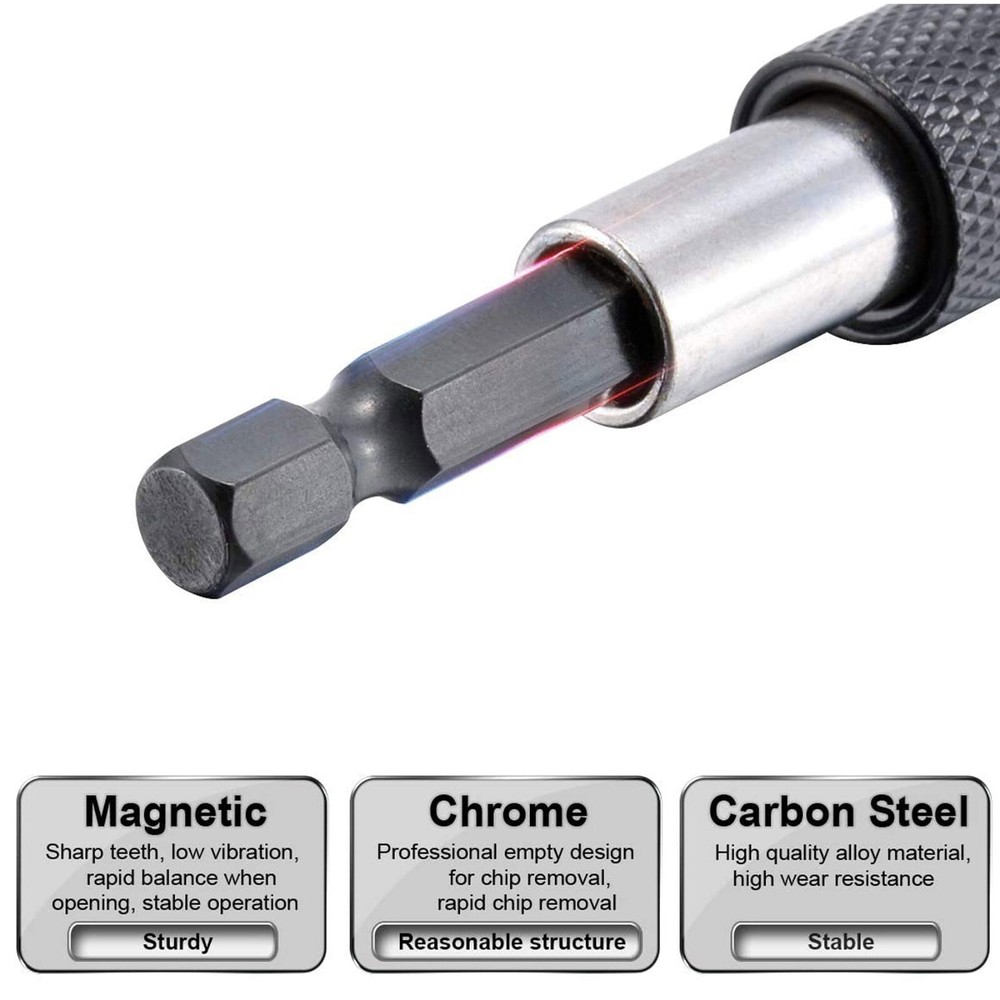 6Pc Magnetic Extension Socket Drill Bit Holder Screwdriver 1/4" Hex Shank Quick