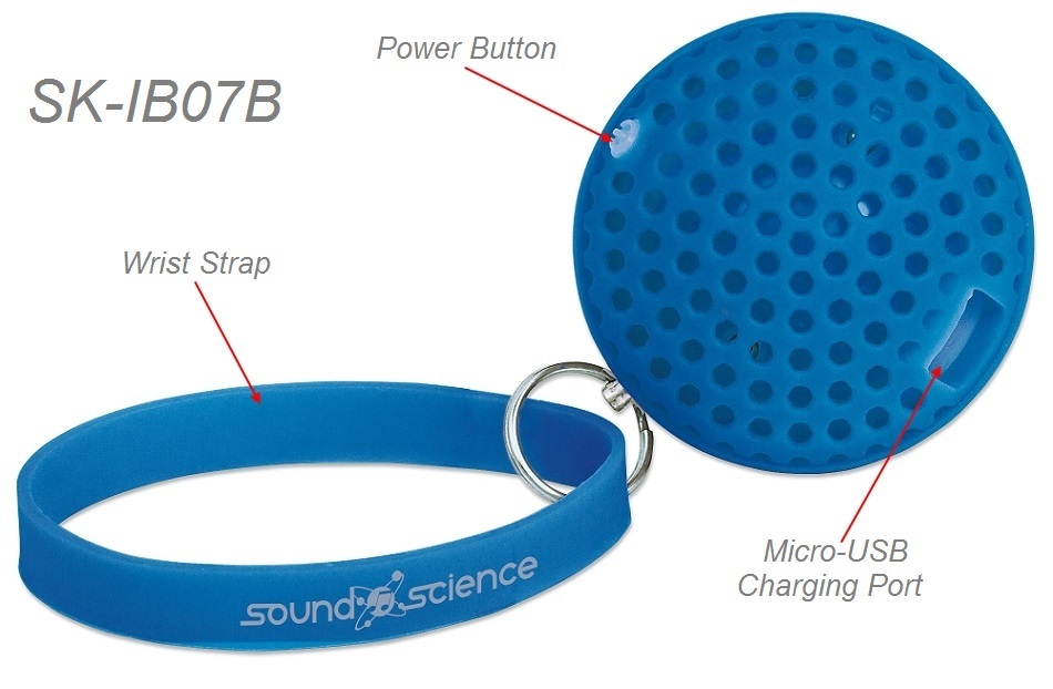 Sound Science Atom Glowing Wireless Bluetooth Mini-Speaker w/ LED Lighting, Blue