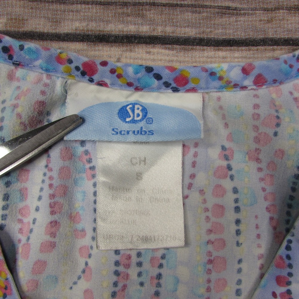 SB Scrubs Blue Abstract Dots Top Size Small