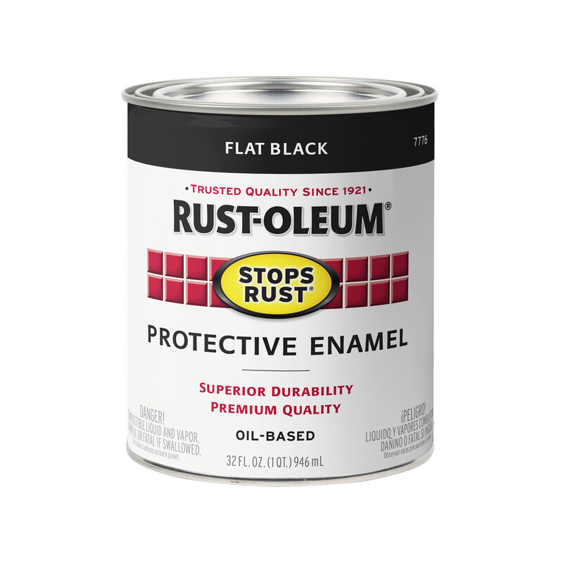 Rust-Oleum 7776-502 STOPS RUST Protective Enamel, Flat, Black, 1 qt Can