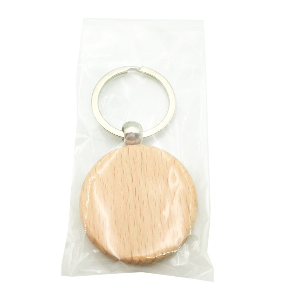 10pcs Circle Engraving Blank Wood Keychain Custom Key Tags Personalized Gift