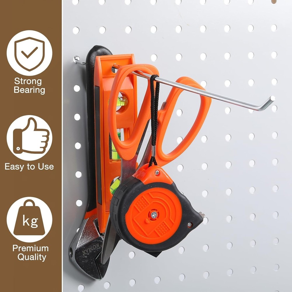 Rust Resistant Peg Board Shelving Hooks - 100 Pcs Bulk Pack
