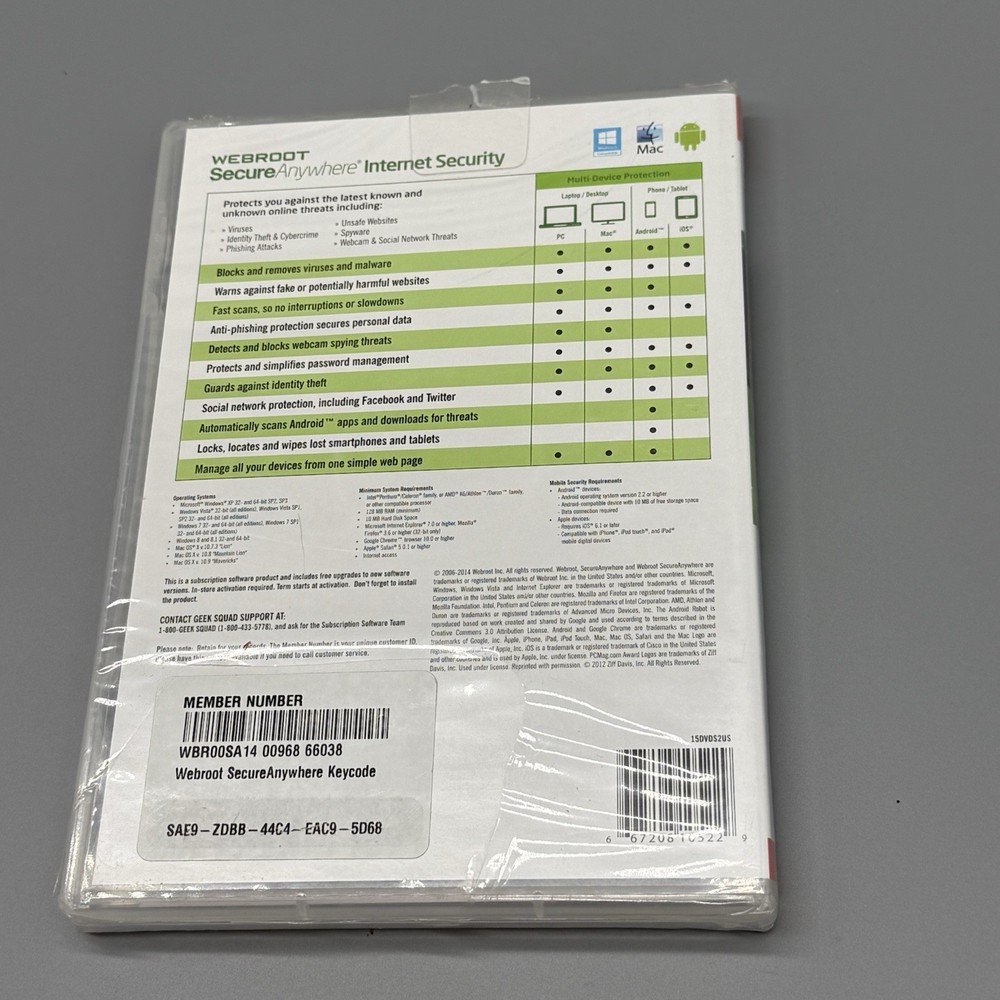 Webroot SecureAnywhere Internet Security - Full Version for Windows & Mac New