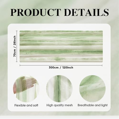Boho Stripes Spring Chiffon Table Runner 120 Inches 28" x 120" Green