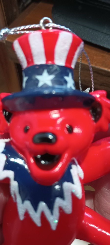 Grateful Dead Red Dancing Bear Uncle Sam Christmas Ornament