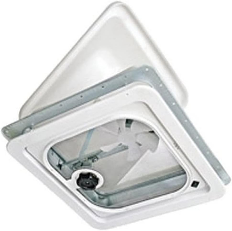 Ventline V2094-501-00 Birch White 14" 12V Radius Corner Vent with Pop Up Screen