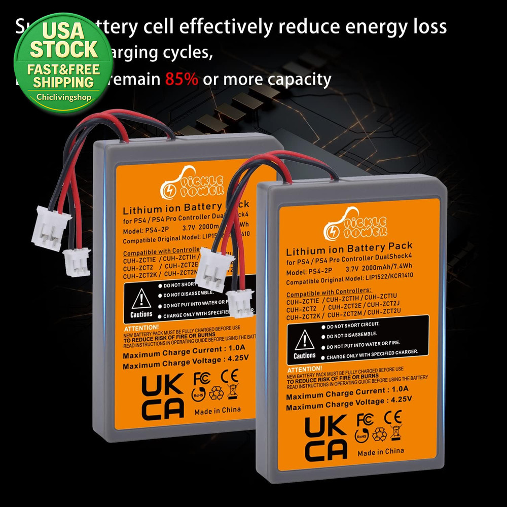 2000Mah PS4 Controller Battery Replacement 2 Pack CUH-ZCT1E ZCT2U