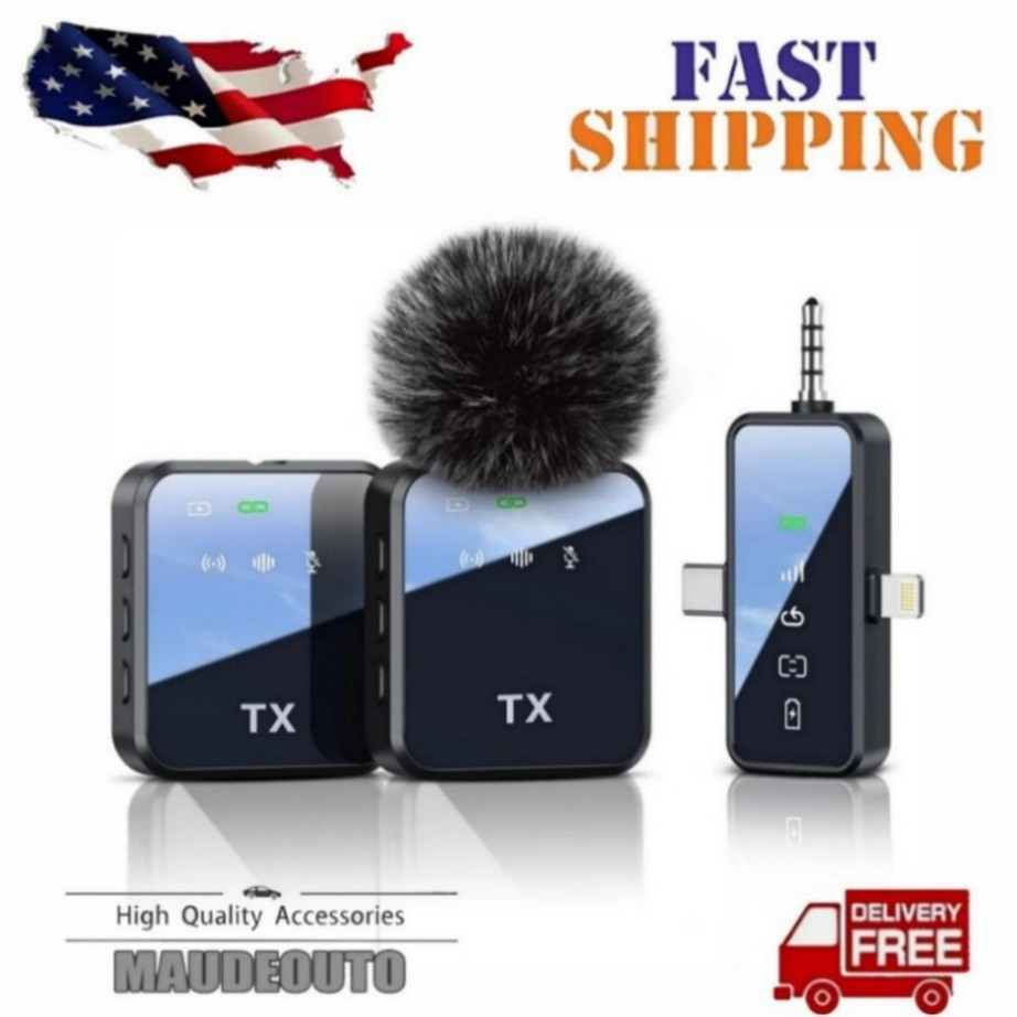 3in1 Mini Microphone for iPhone/Android/Camera Wireless Lavalier Microphone&/-/
