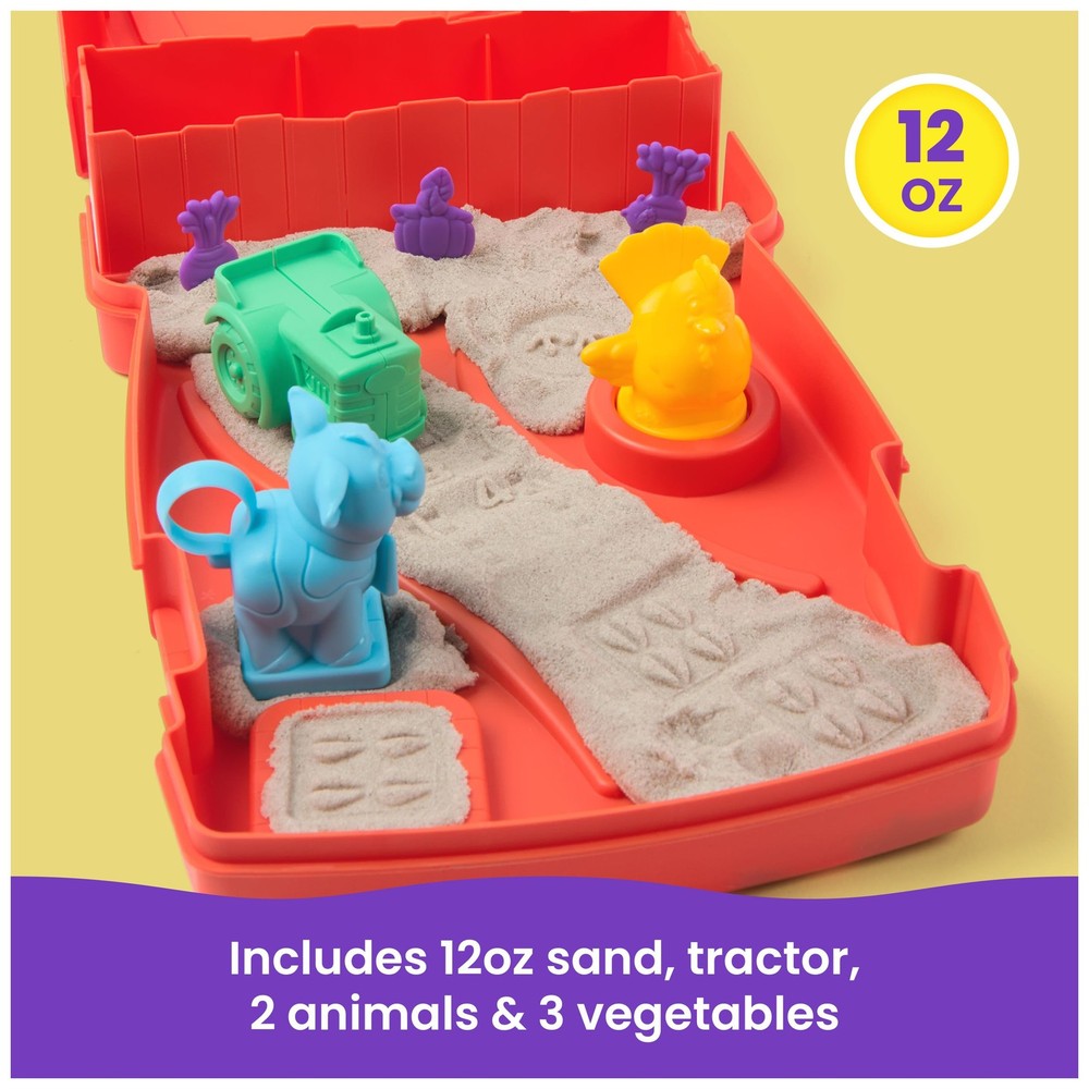 Kinetic Sand, Sandy Farm Set, Creative Easter Gifts, Includes 12oz Moldable P...